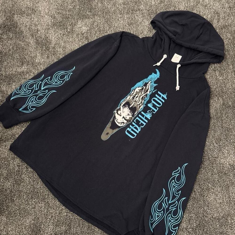 Disney Hercules Hades Hot Head Navy Blue Hoodie Pullover Villains Size XL
